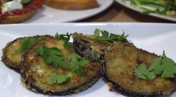 Billede af små sprøde aubergine sandwiches