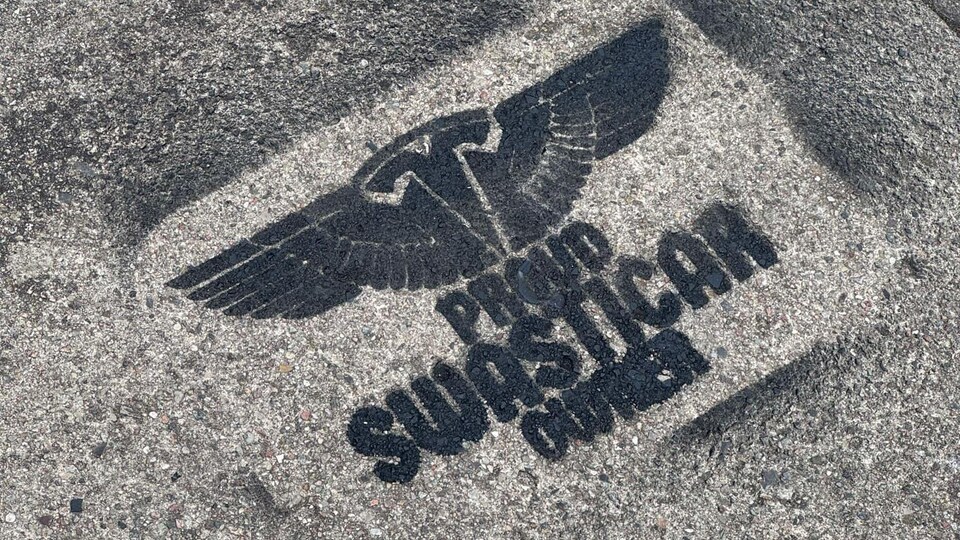 TESLA NOW A NAZI SYMBOL IN EUROPE? Spray painted art next to Teslas in Denmark integrate Tesla’s “T” logo in a “Reichsadler” — i.e. German Nazi eagle — above the text “PROUD SWASTICAR OWNER.” The stunning artwork appears to be the latest protest in what may turn into a popular civil rights movement against Elon Musk and USA after the disgraced billionaire’s infamous Nazi salutes and unwanted interference in European politics [Danish article, use a browser extension for instant translation] ⚠️