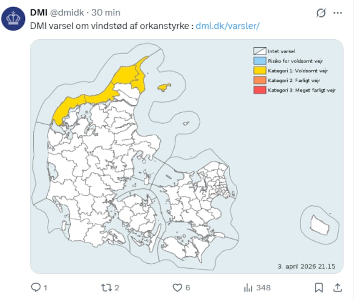 DMI varsler om vindstød af orkanstyrke søndag | Nyheder | DR