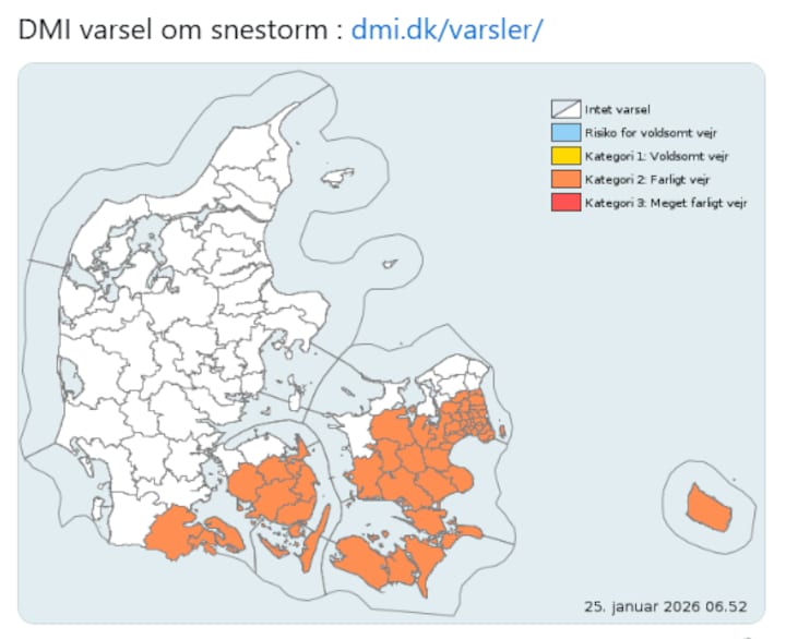 DMI varsler snestorm i den sydlige og østlige del af landet | Nyheder | DR