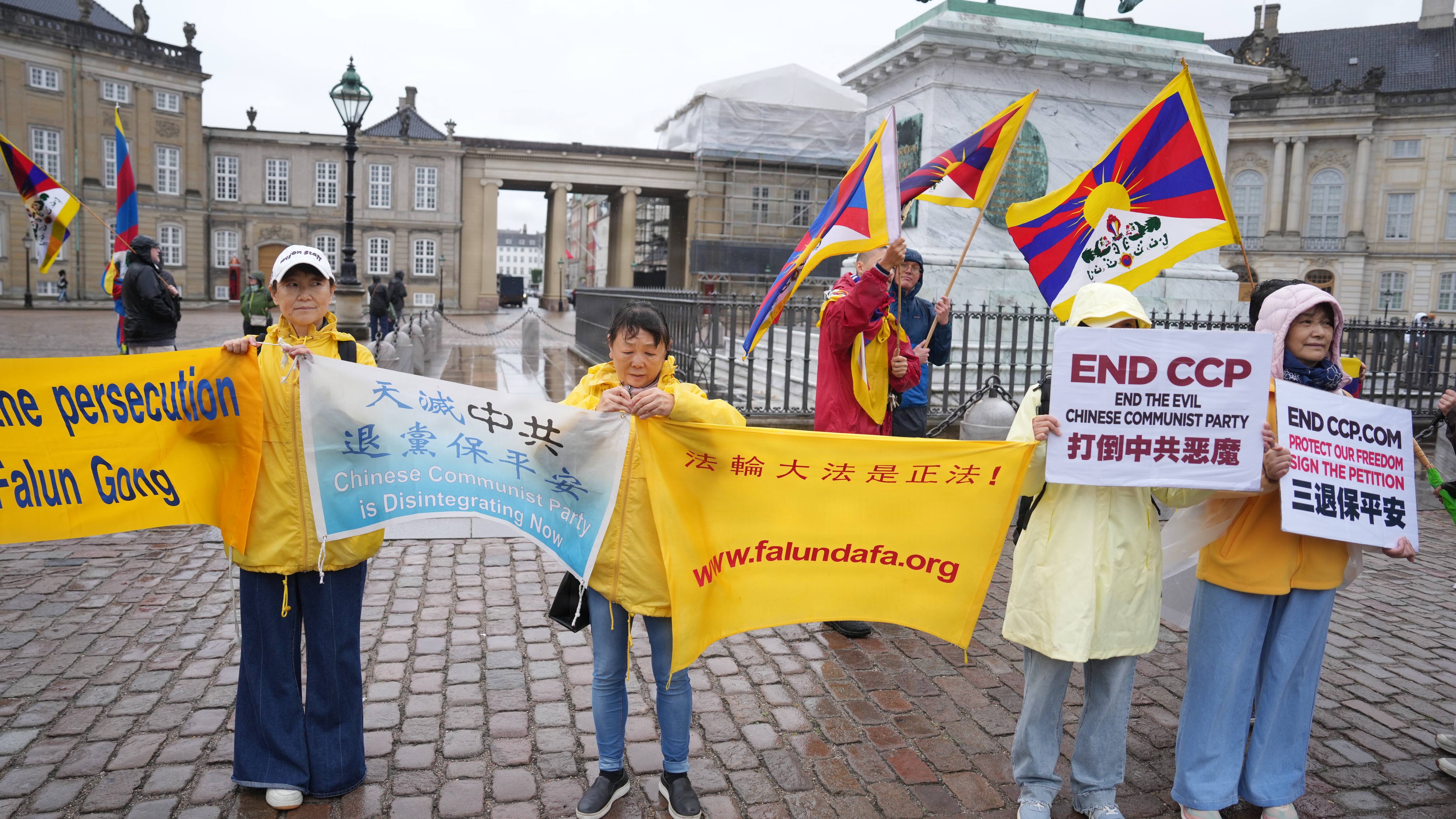 Demonstranter er mødt op foran Amalienborg