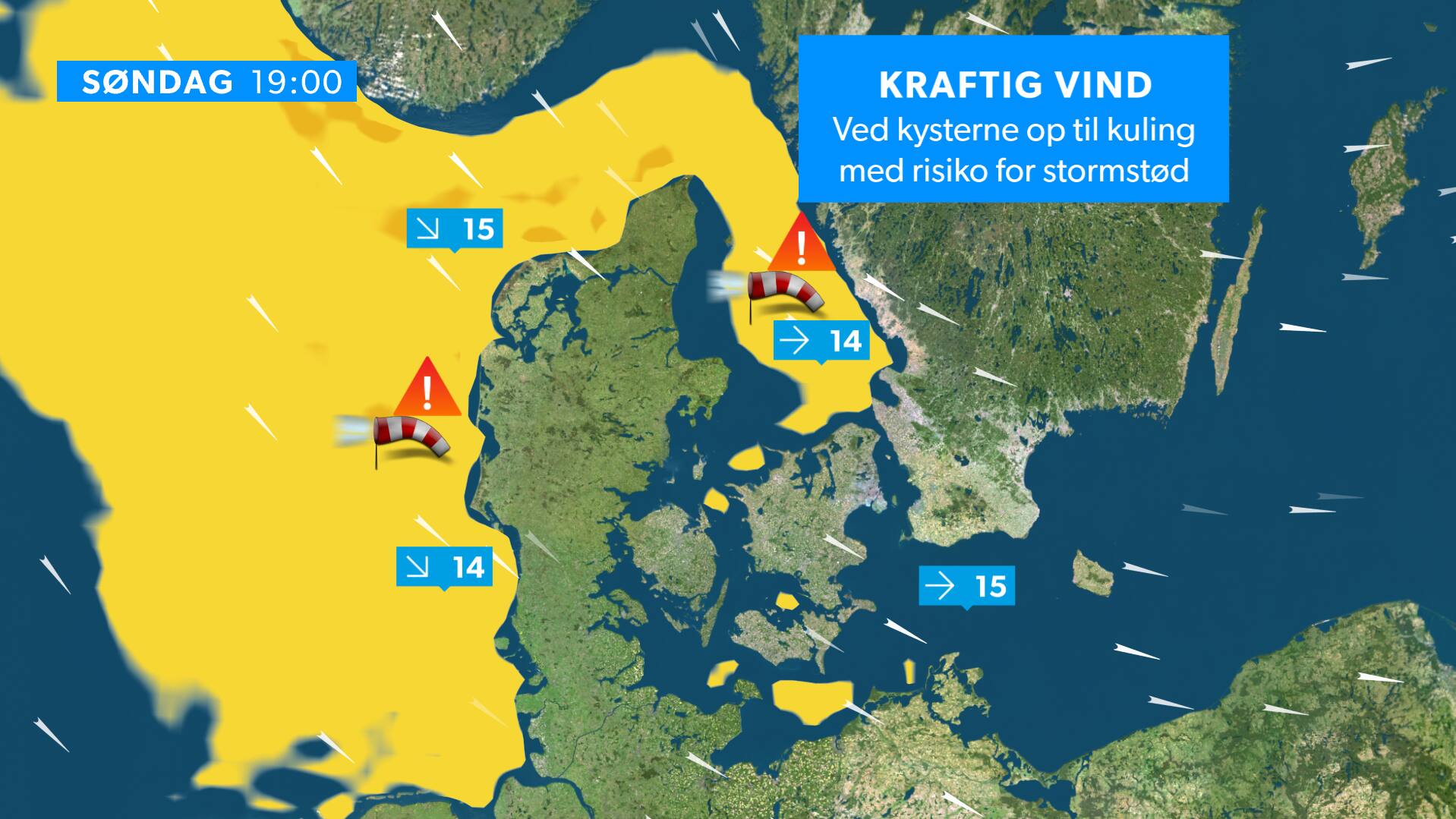 Se dagens vejrkort: Hagl, torden og kraftige vindstød
