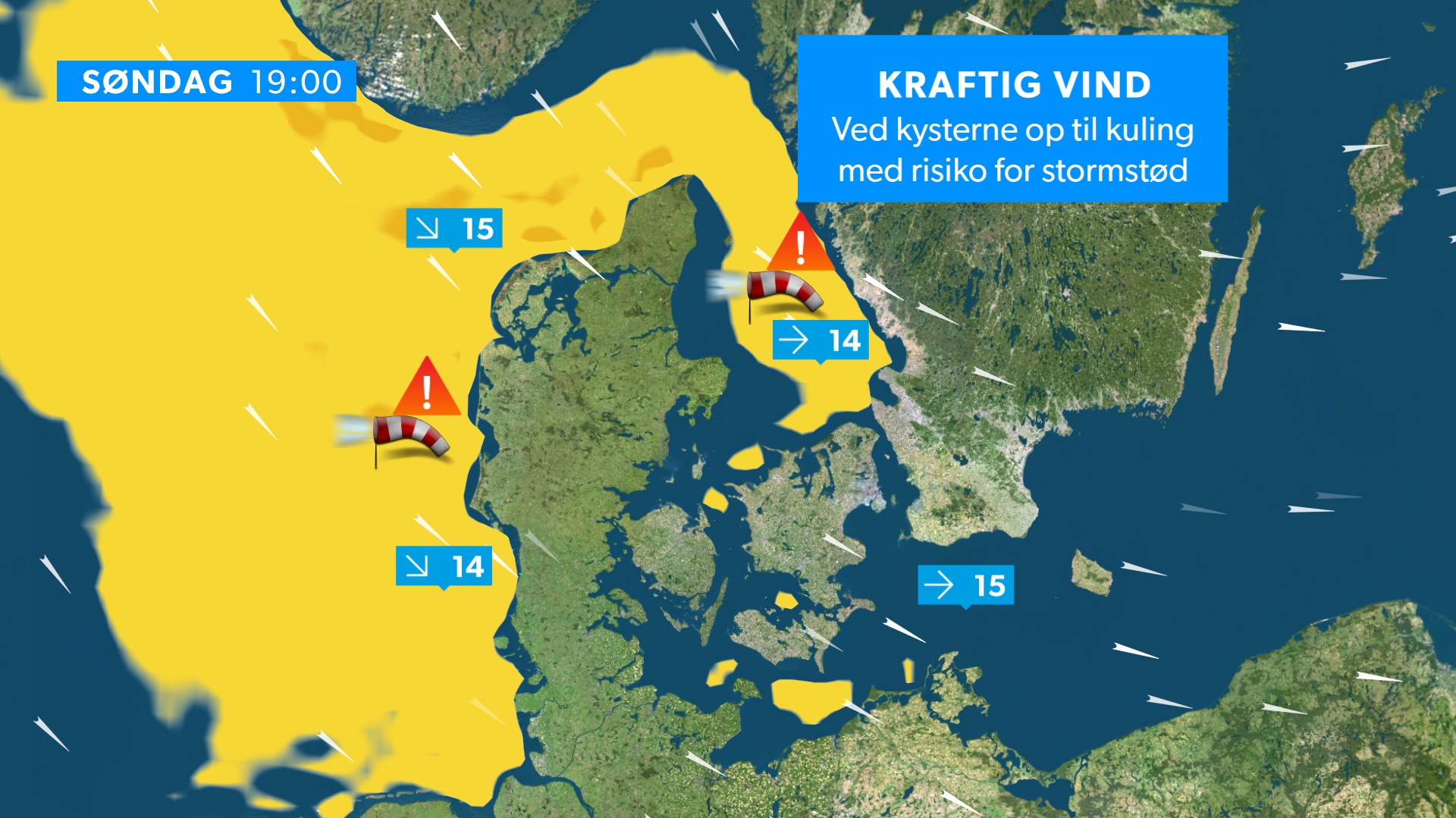 Se dagens vejrkort: Hagl, torden og kraftige vindstød