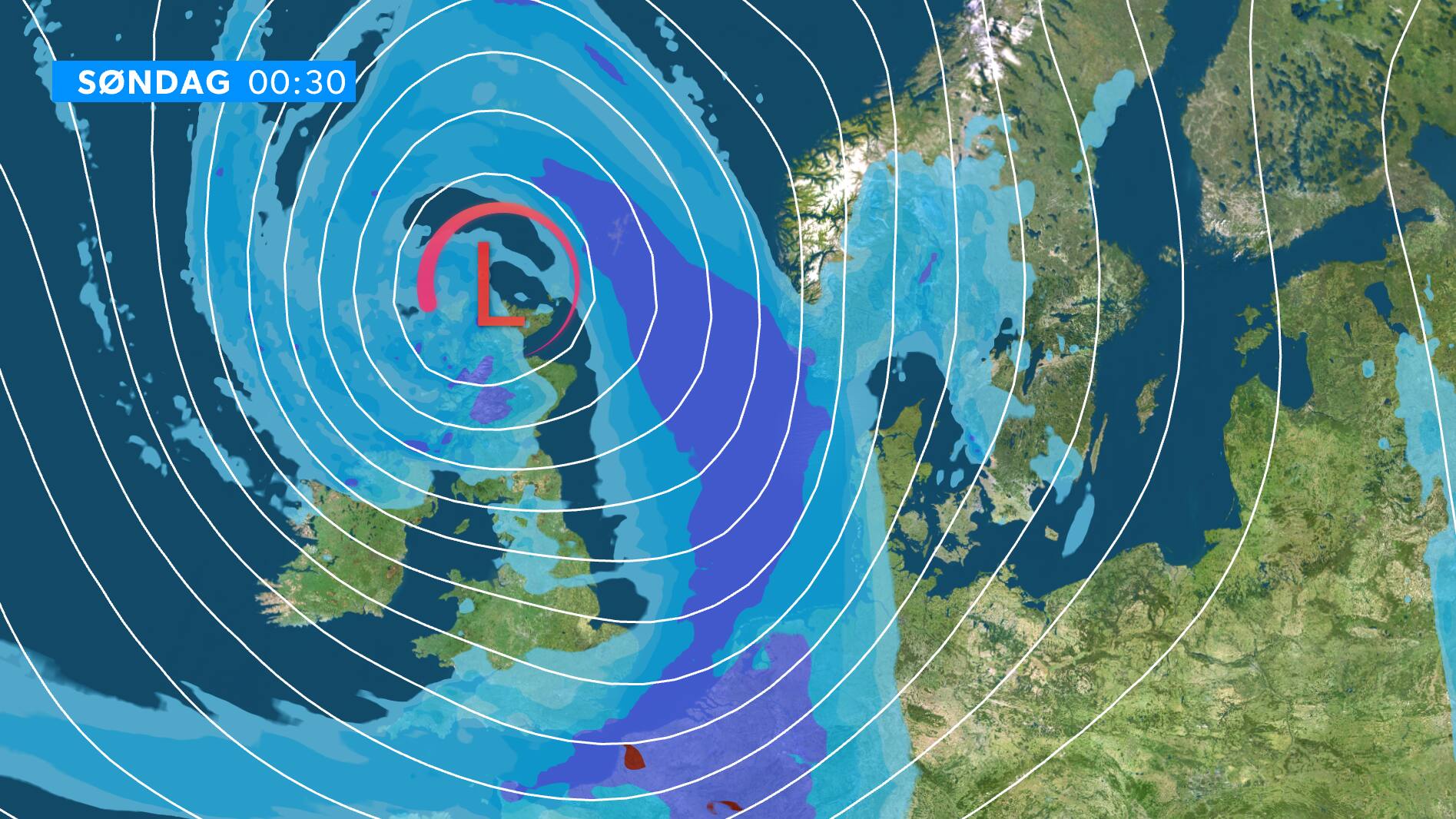 Stormstød, kraftig regn og forhøjet vandstand på vej mod Danmark