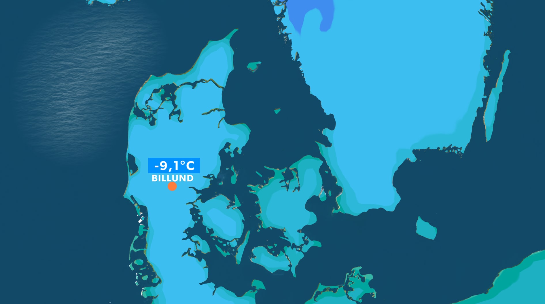 Temperaturkort fra DR Vejret