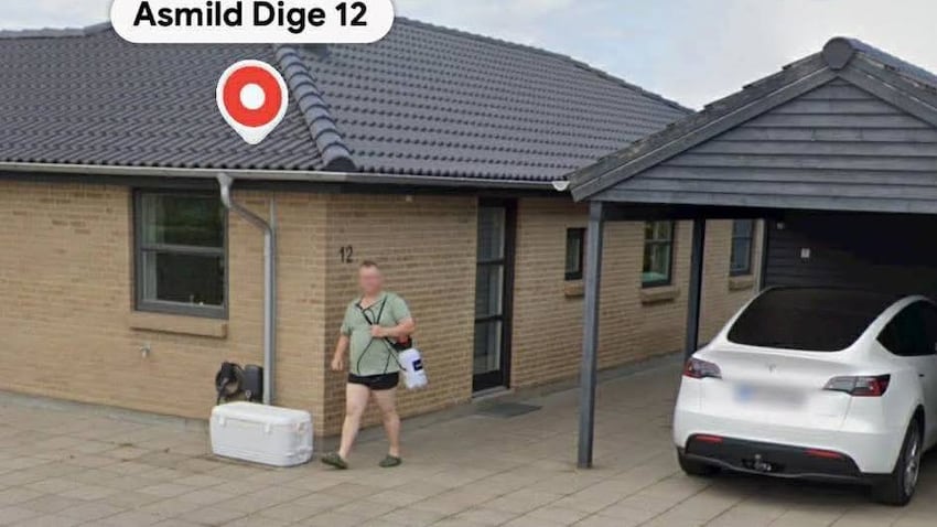 GOOGLE SPIES ON YOU — Google Streetview shows Danish guy in underwear [Danish article, use a browser extension for translation] 🚨