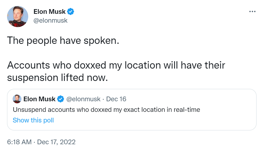 Folket har talt': Elon Musk genåbner journalisters Twitter-konti |