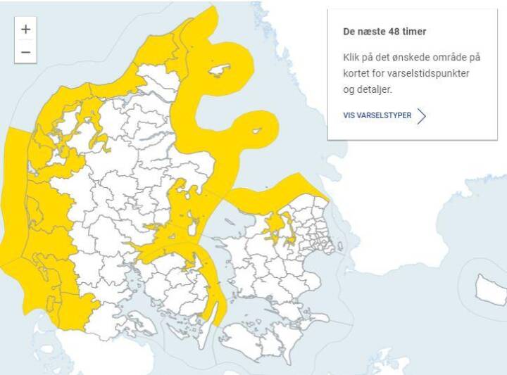 DMI udsender varsel om forhøjet vandstand og vindstød af stormstyrke ...